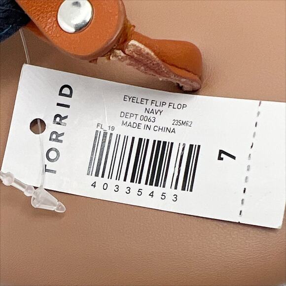 NWT Torrid Eyelet Flip Flop Sandals in Navy Blue Size 7WW - Picture 3 of 4